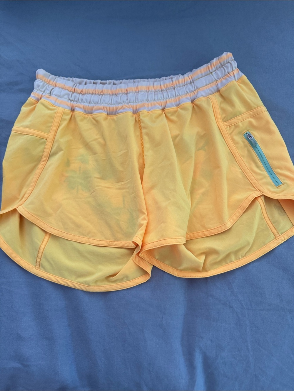 lululemon athletica Yellow Layered Runner Shorts with Zip Pocket